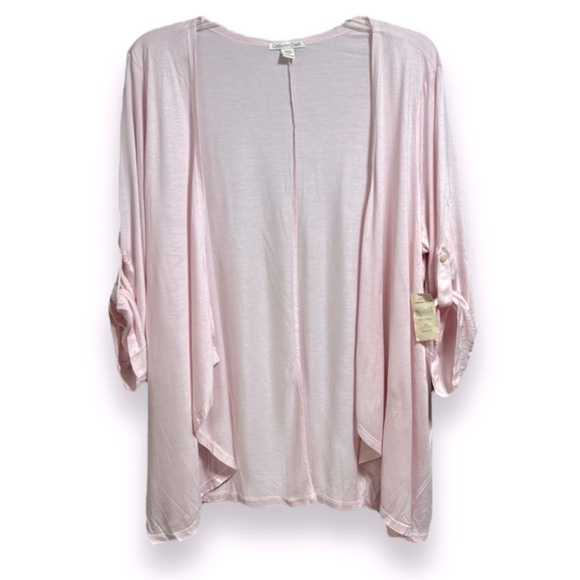 Coldwater Creek Open Waterfall Button Roll Tab Cardigan Pale Pink Size S (6-8) - Picture 4 of 15